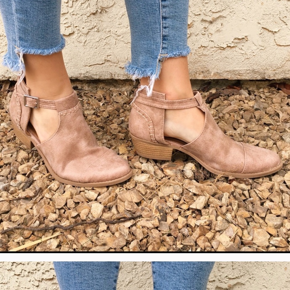Taupe low heeled booties